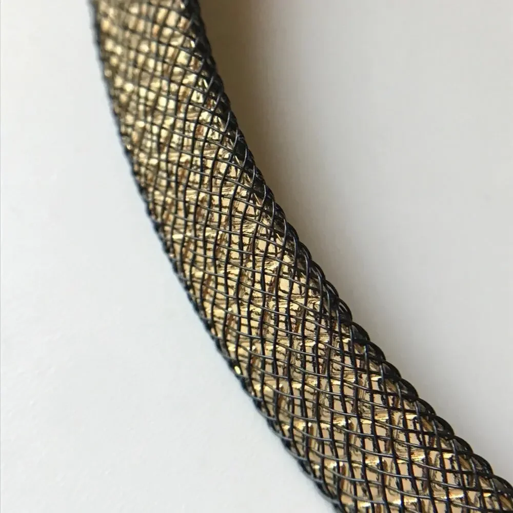Gold Tone & Black Formed Collar Necklace Harlequin Goth Steampunk
